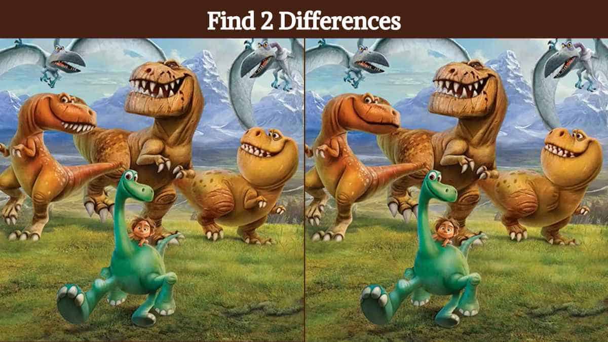 Find 2 differences between the dinosaur pictures in 9 seconds!
