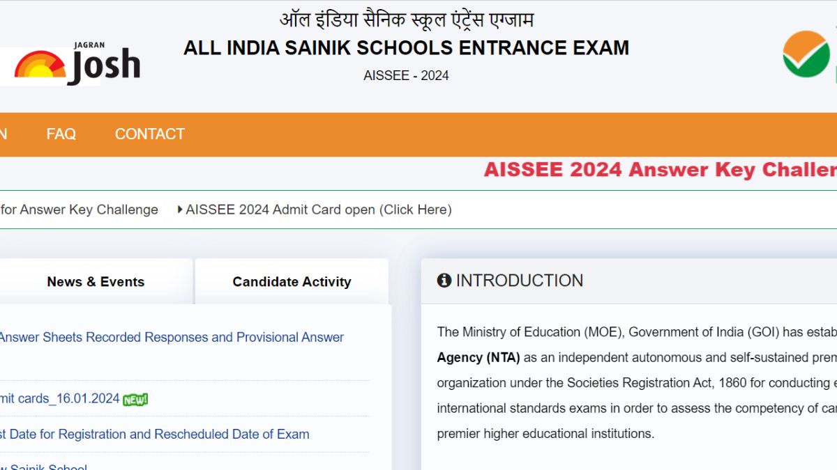Sainik School Result 2024 DECLARED, Download NTA AISSEE Class 6, 9