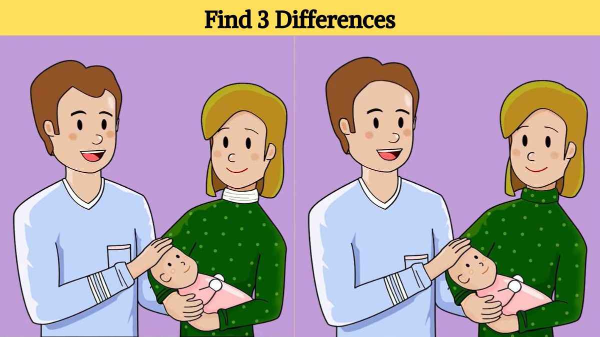 Find 3 differences between the couple with baby pictures in 14 seconds!