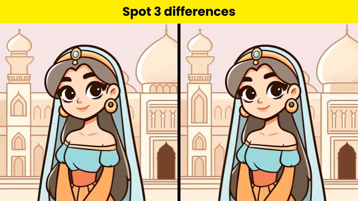 The top 2% of attentive people can spot 3 differences between the girl visiting Taj mahal pictures in 15 seconds. 