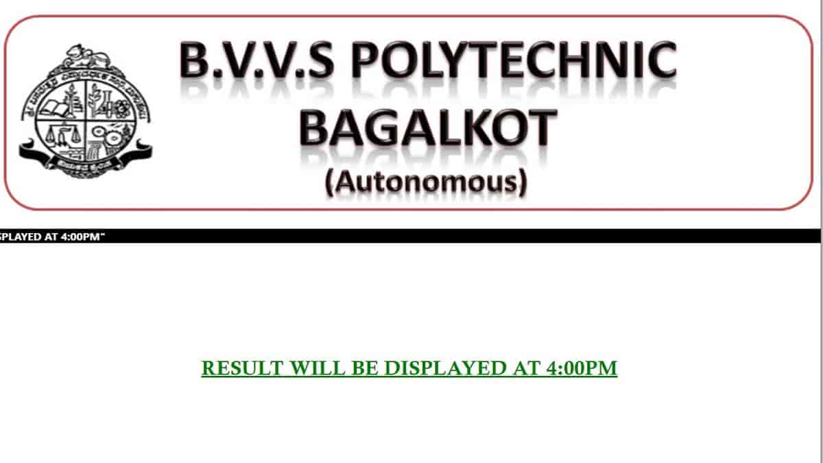 BVVS Polytechnic Result 2024 (Today) at bvvspolytech.com, Check Details Here