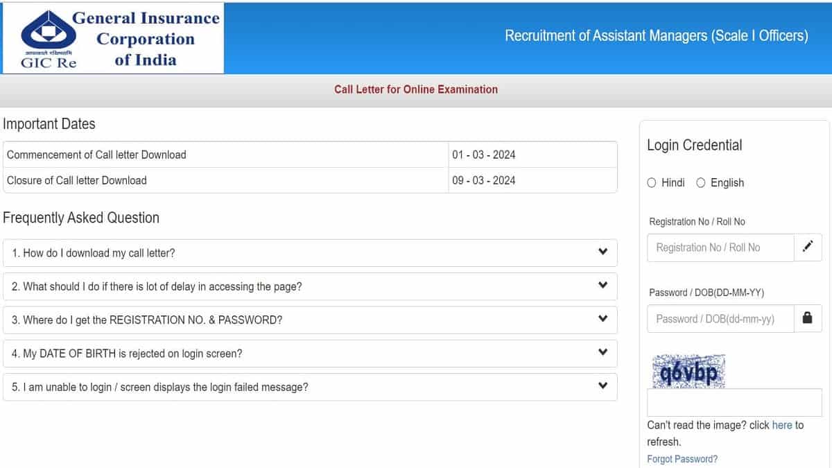 GIC Re Admit Card 2024 OUT at gicre.in, Download Assistant Manager Call Letter Here - Vimarsana News