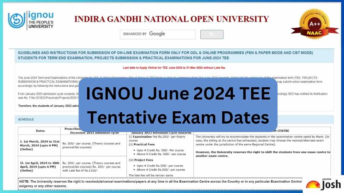 IGNOU June 2024 Date Sheet Out at ignou.ac.in; Tentative TEE Exam Date