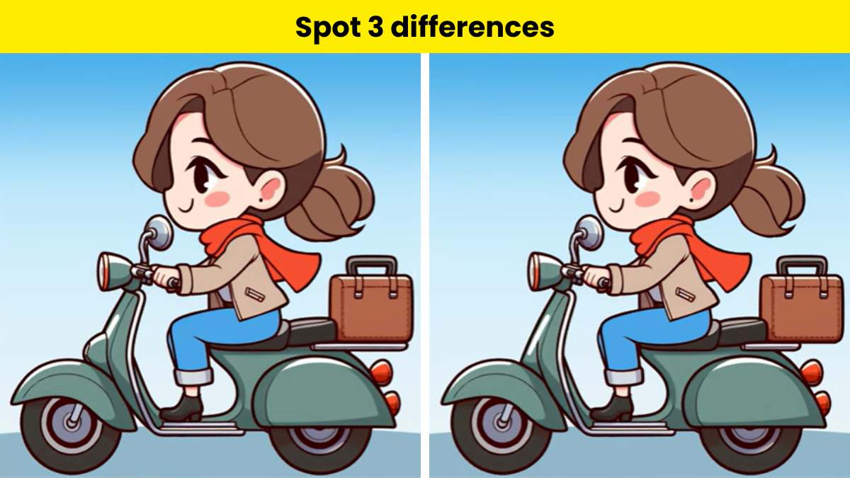 How good are your observation skills? Spot 3 differences between girl riding scooter in 9 seconds and find out. 