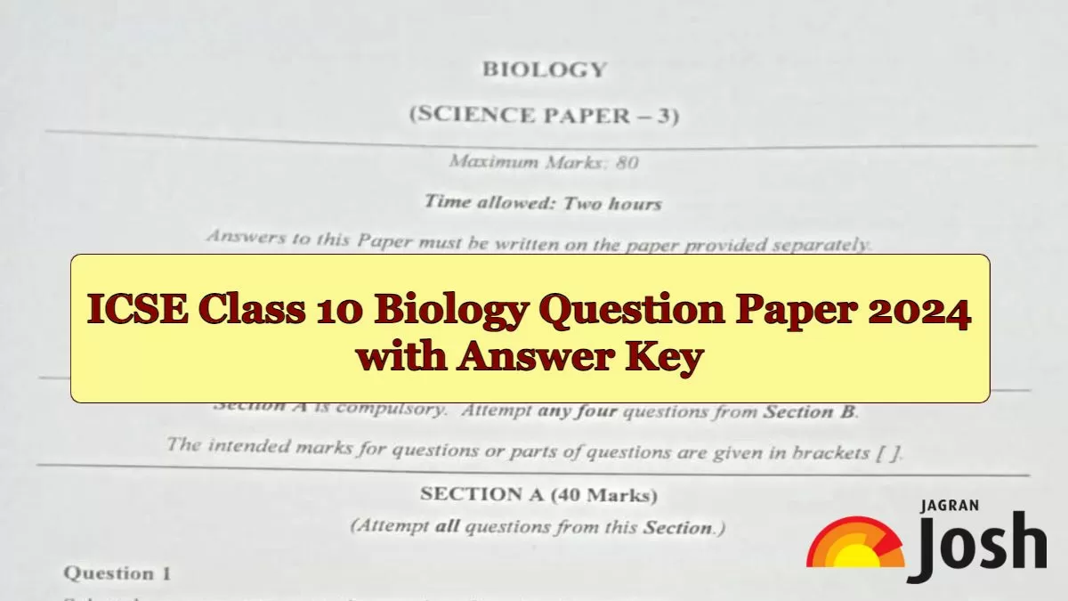 ICSE Class 10 Biology Question paper 2024 with Answers Key