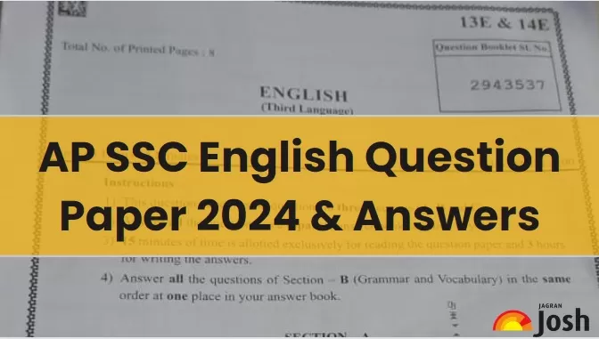 Detailed AP Board Class 10th English subject paper 2024 with answer key 