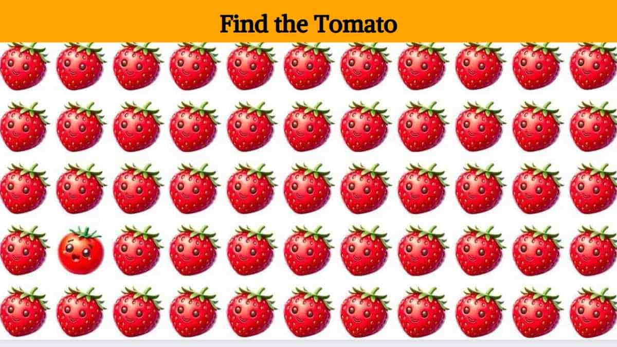 Optical Illusion: Find a tomato among the strawberries in 5 seconds!
