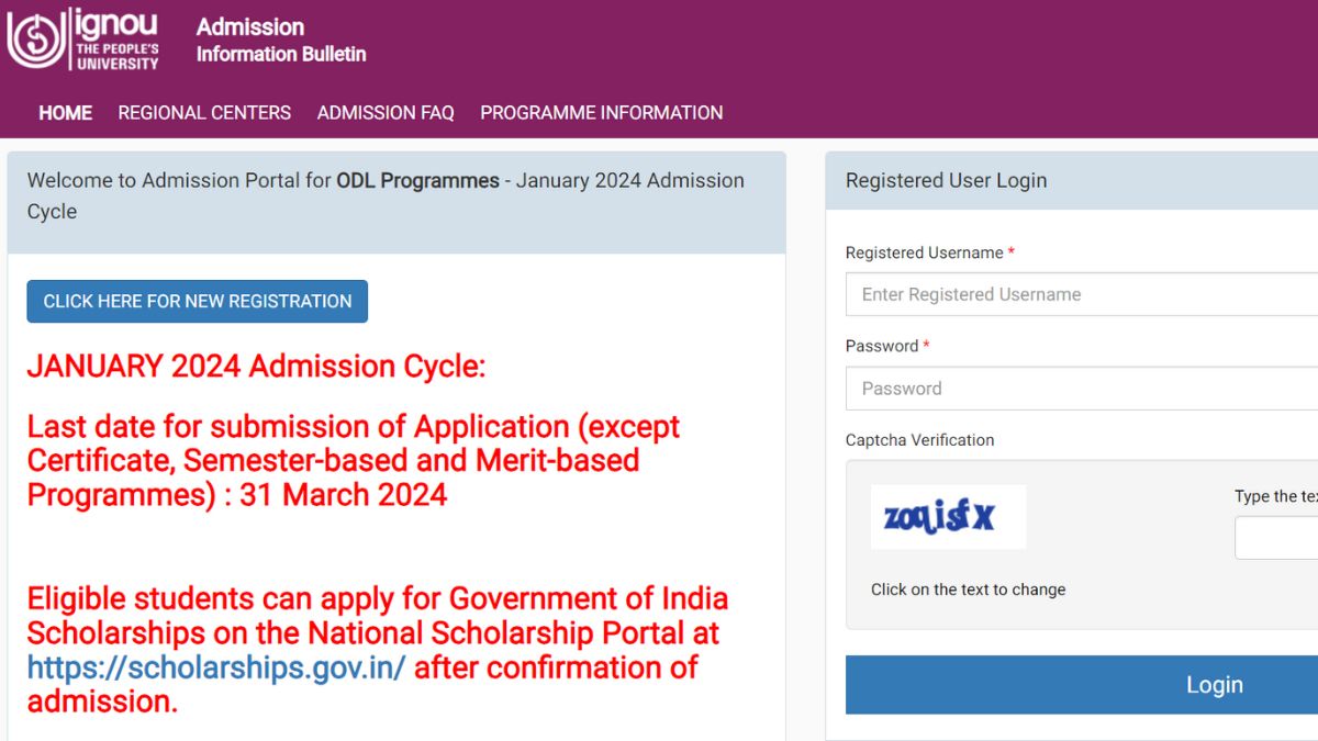 IGNOU Admission 2024: January Session Fresh Admission Deadline Extended ...