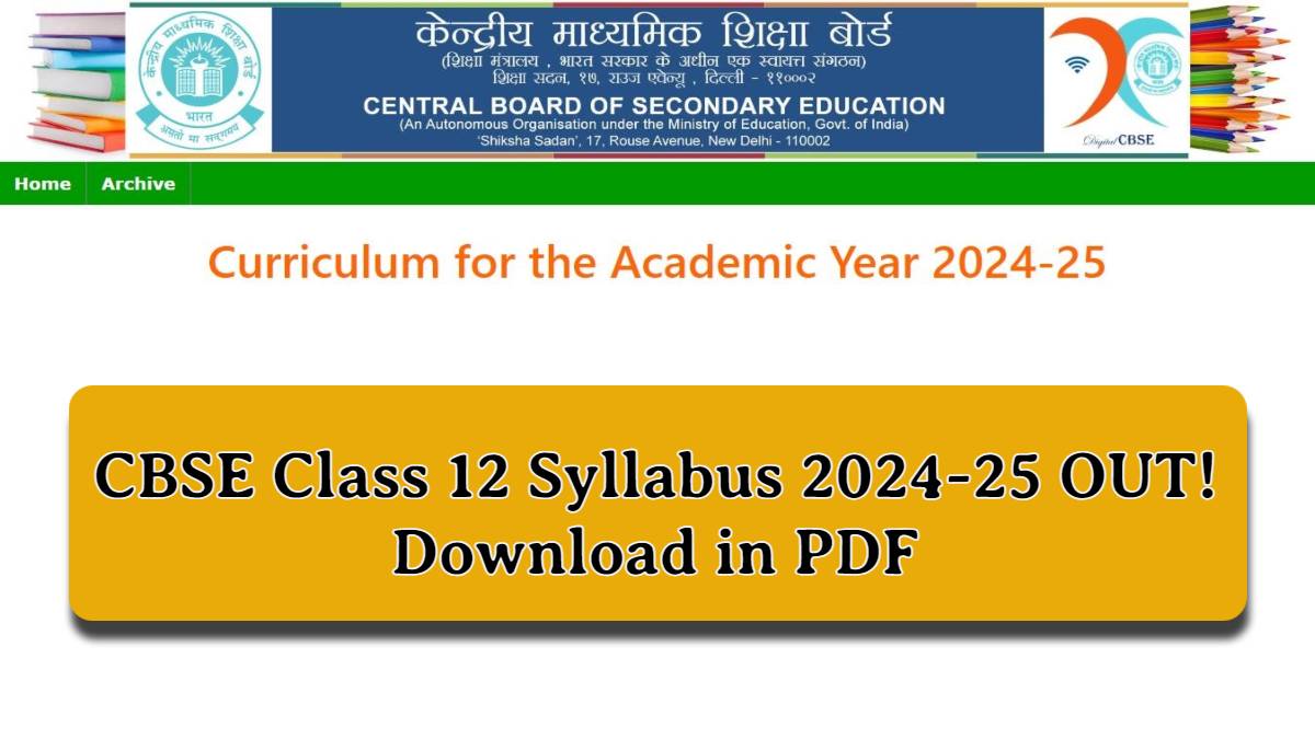 CBSE Class 12 Syllabus 202425 PDF