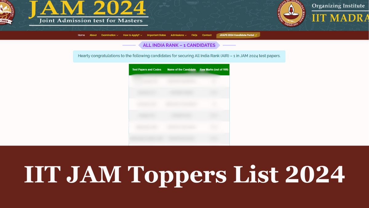 IIT JAM Toppers List 2024 Out