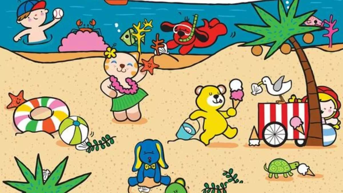 Can You Spot 2 Fish, 3 Crabs, 7 White Shells On This Beach?