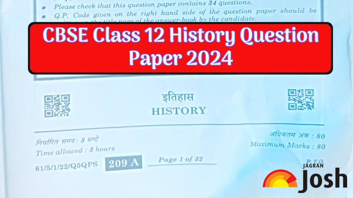 CBSE Class 12 History Question Paper 2024: Download PDF of All Sets Here!