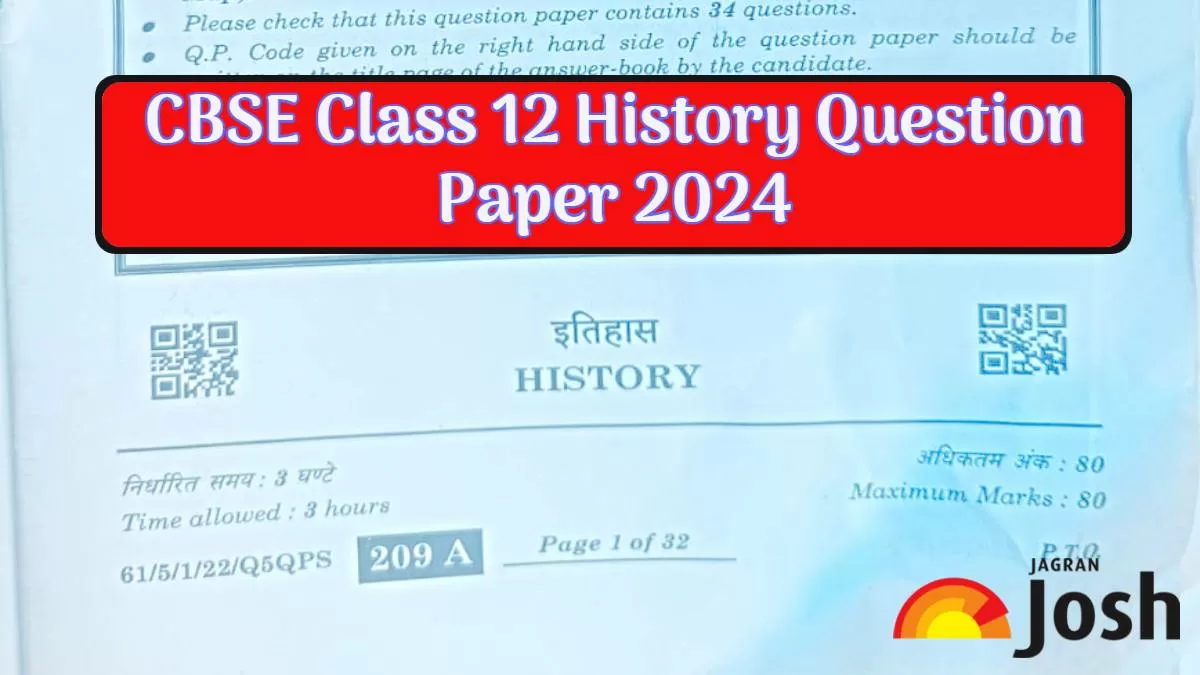 CBSE Class 12 History Question Paper 2024 