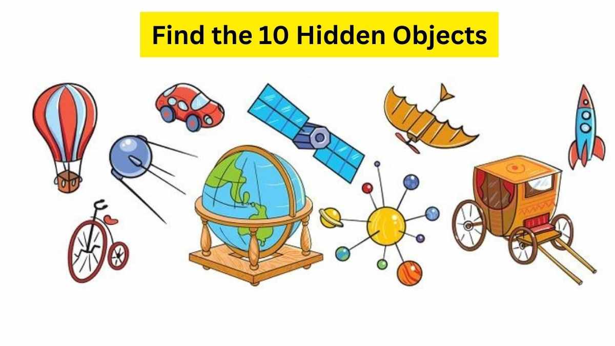 1 Minute Brain Teaser Can You Find All The 10 Hidden Objects In The