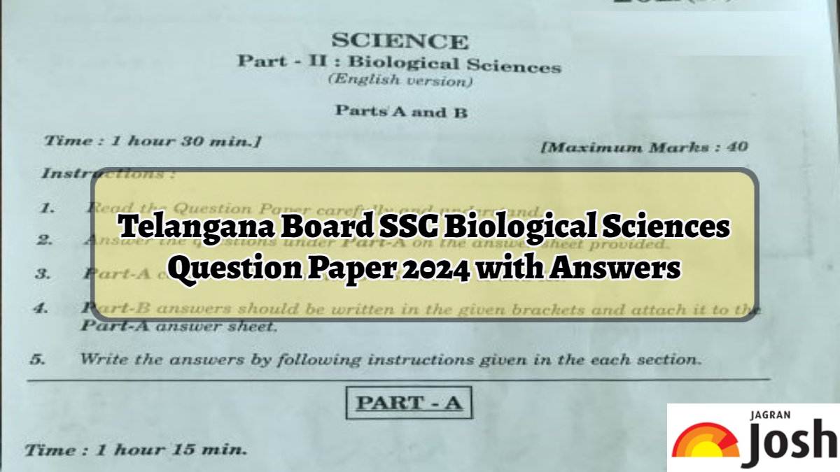 TS SSC Biological Sciences Question Paper 2024 with Answers, Download PDF
