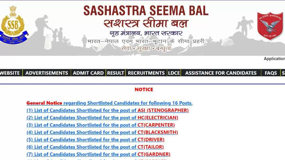 SSB Tradesman Result 2024 Out: एसएसबी ट्रेड्समैन रिजल्ट Ssbrectt.gov.in ...