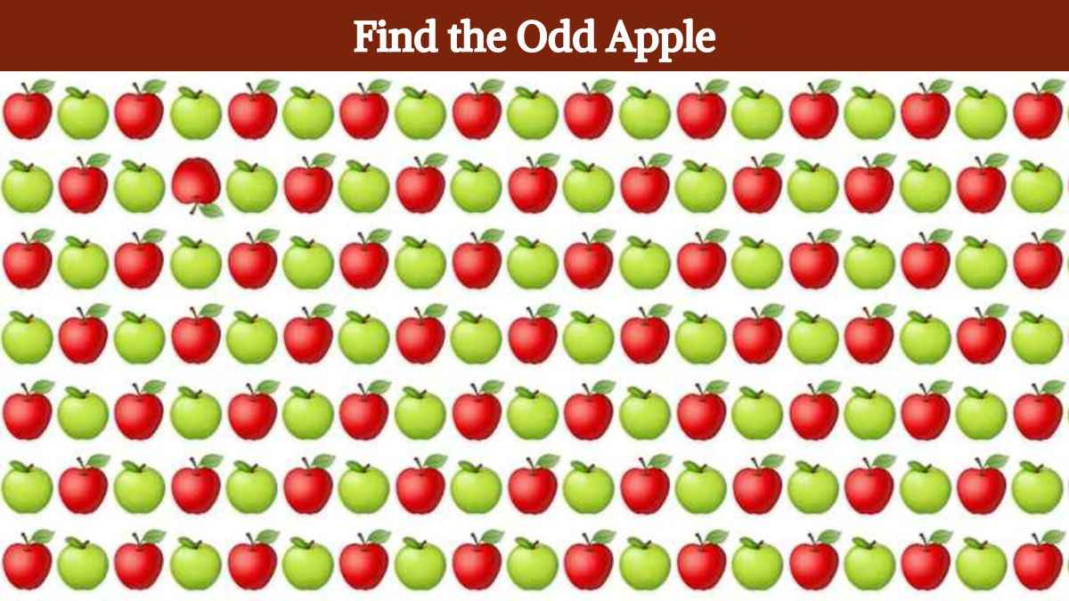 Optical Illusion: Find the odd apple in the picture in 7 seconds!