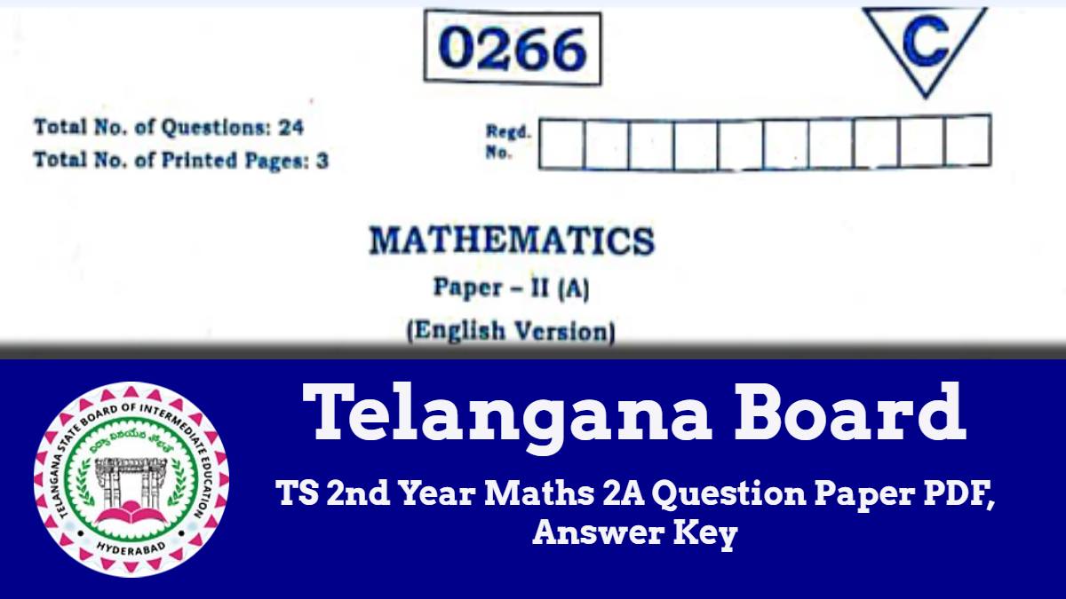 TS 2nd Year Maths Question Paper Answer Key 2024 Check Student   TS MATH 2A PAPER Answer Key 2024 