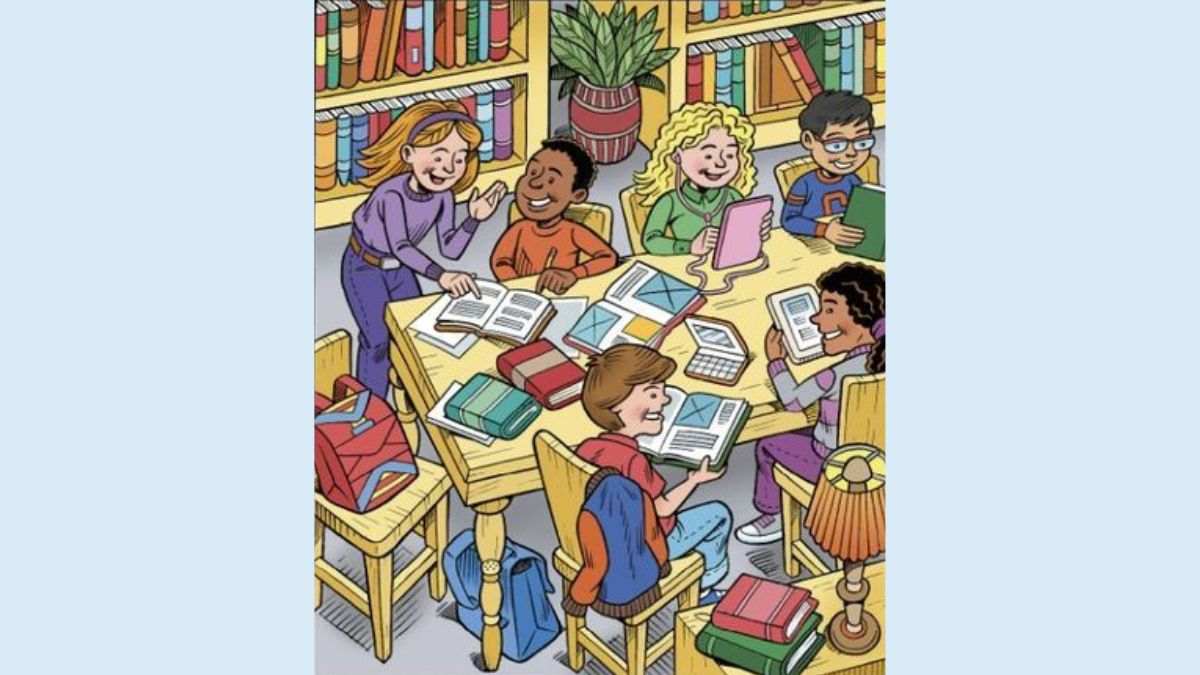Use Your Sharpest Vision To Find The Blue Crayon Hidden In This Library Scene In 15 Seconds!