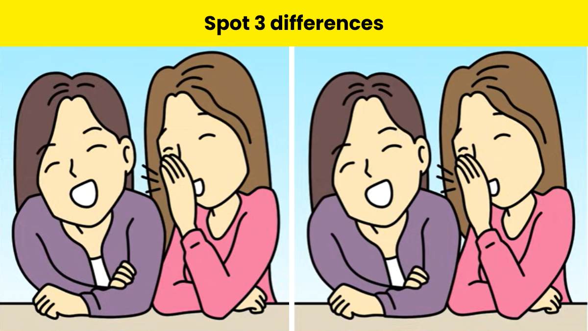 Spot 3 differences between the gossiping girl pictures within 9 seconds. 