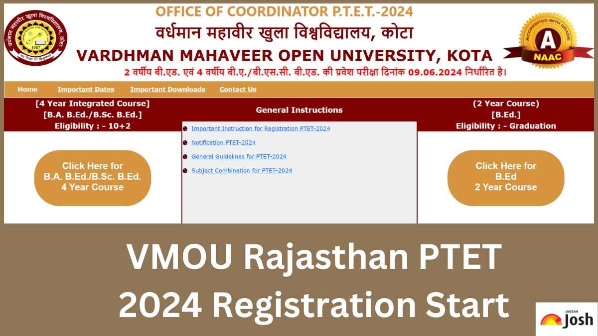 Rajasthan PTET 2024 Registration Start; Apply online at ptetvmou2024