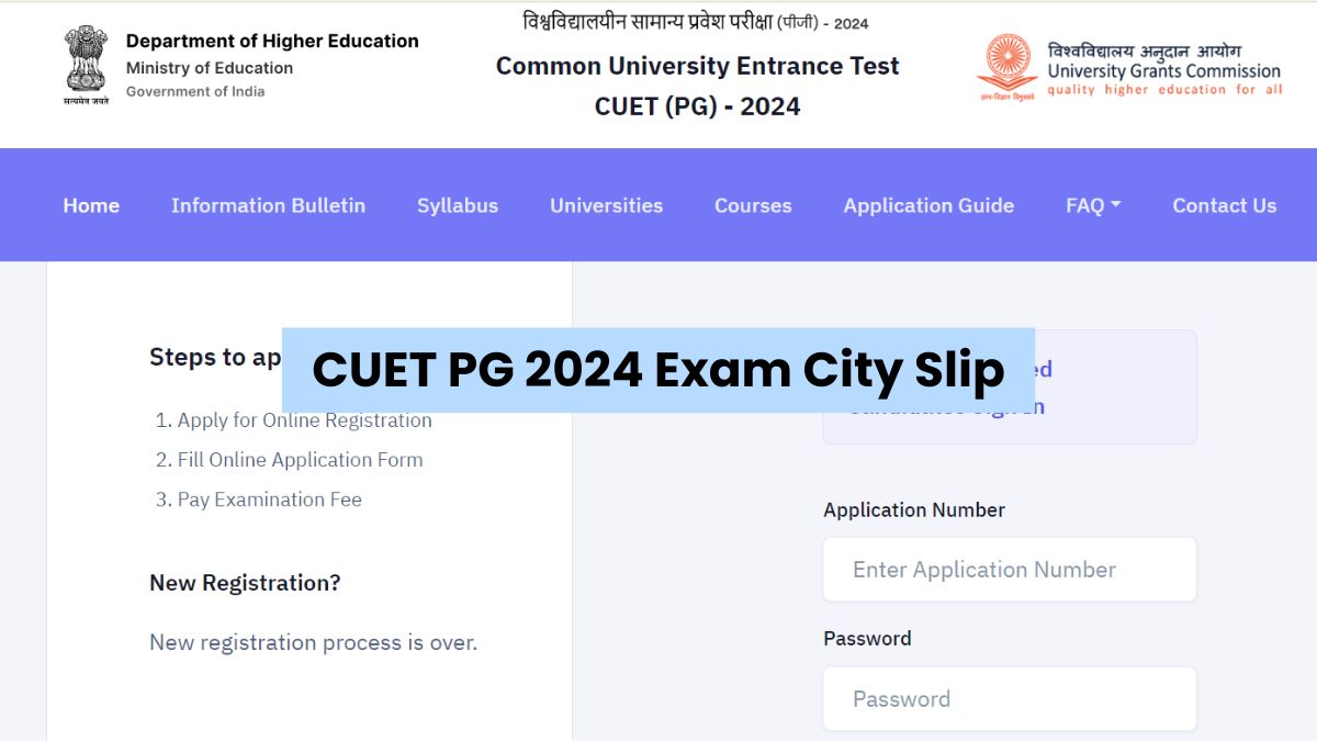CUET PG 2024 City Intimation Slip Released