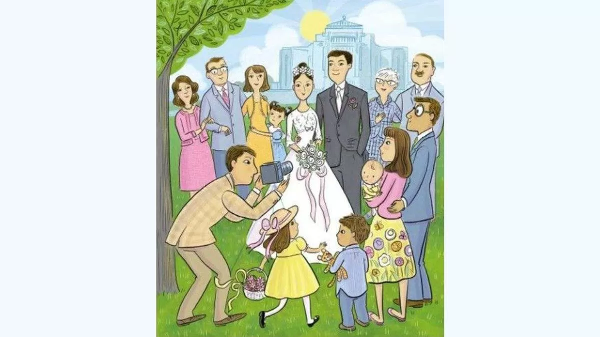 Can You Find The Blue Comb In This Wedding Scene In This Picture?