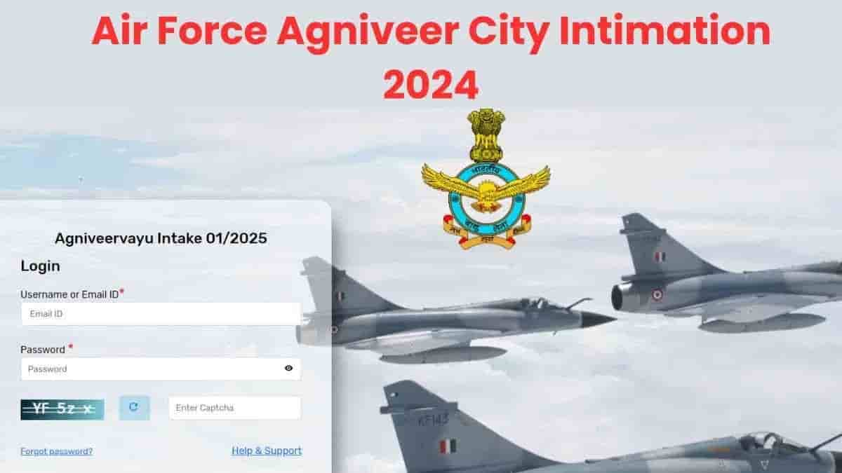 IAF Agniveer Exam City Intimation Slip Released 2024 on agnipathvayu