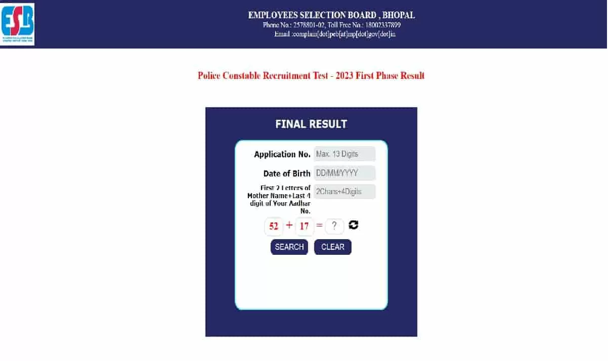 MP Police Constable Result 2023 