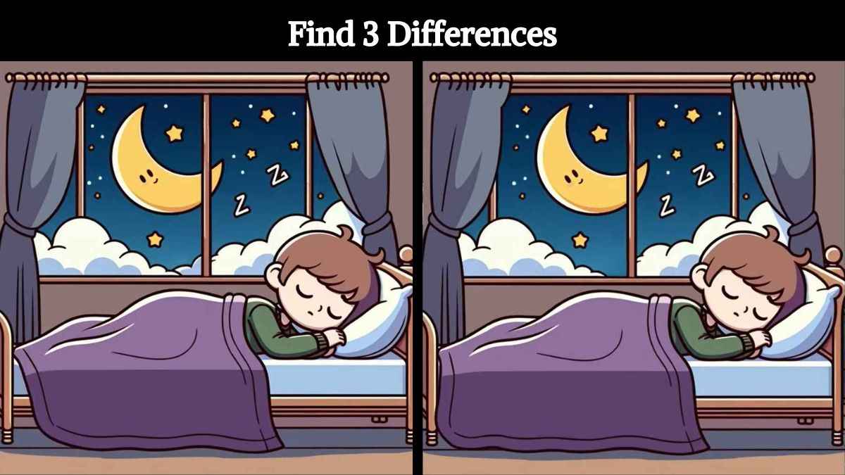 Find 3 differences between the boy sleeping pictures in 12 seconds!