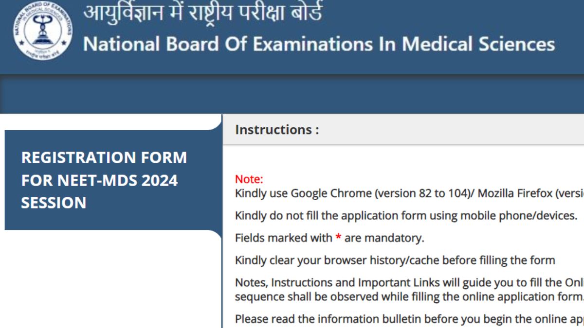 NEET MDS 2024 Registration Window Reopens at natboard.edu.in, Check