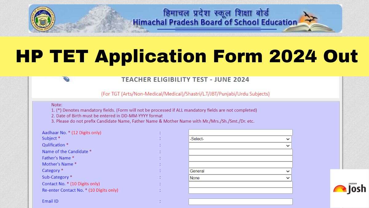 HP TET 2024 Application Form Out Registration Link, Steps to Apply