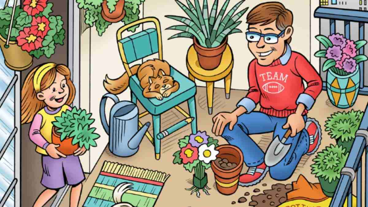 Picture Puzzle IQ Test: Use Your Hawk's Vision To Spot 5 Hidden Objects In This Balcony Gardening Scene 15 Seconds!