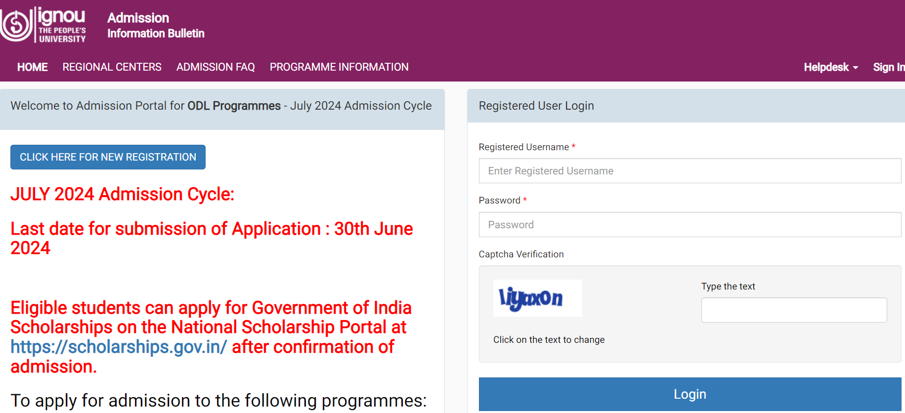 IGNOU July Application 2024 Application Begins