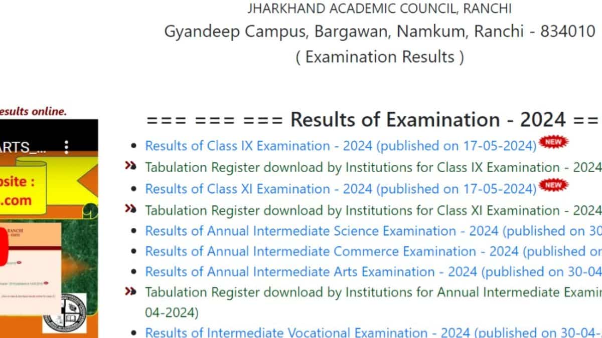 JAC 11वीं रिजल्ट 2024 रोल नंबर: ऑफिसियल वेबसाइट jac.jharkhand.gov.in पर फटाफट देखें झारखण्ड बोर्ड 11वीं आर्ट्स, साइंस और कॉमर्स का रिजल्ट