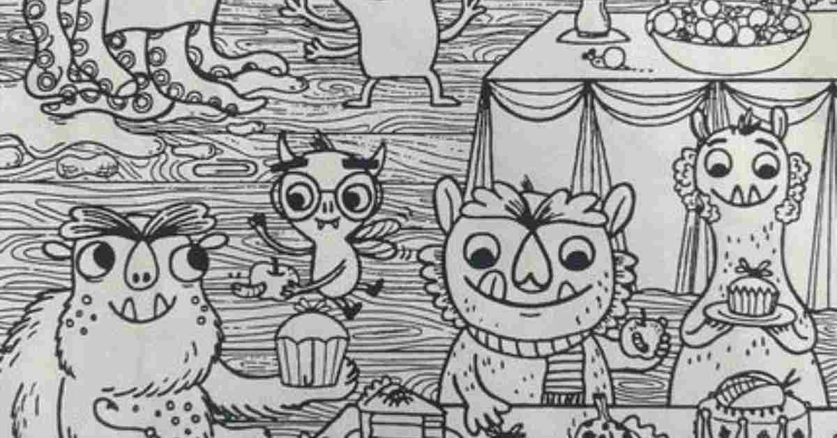 Seek and Find Puzzle: Find the Hidden Domino at the Monster Bake Sale!