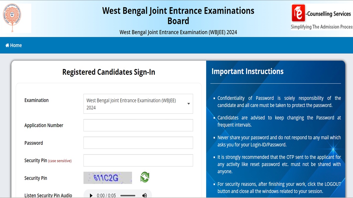 WBJEE OMR Response Sheet 2024