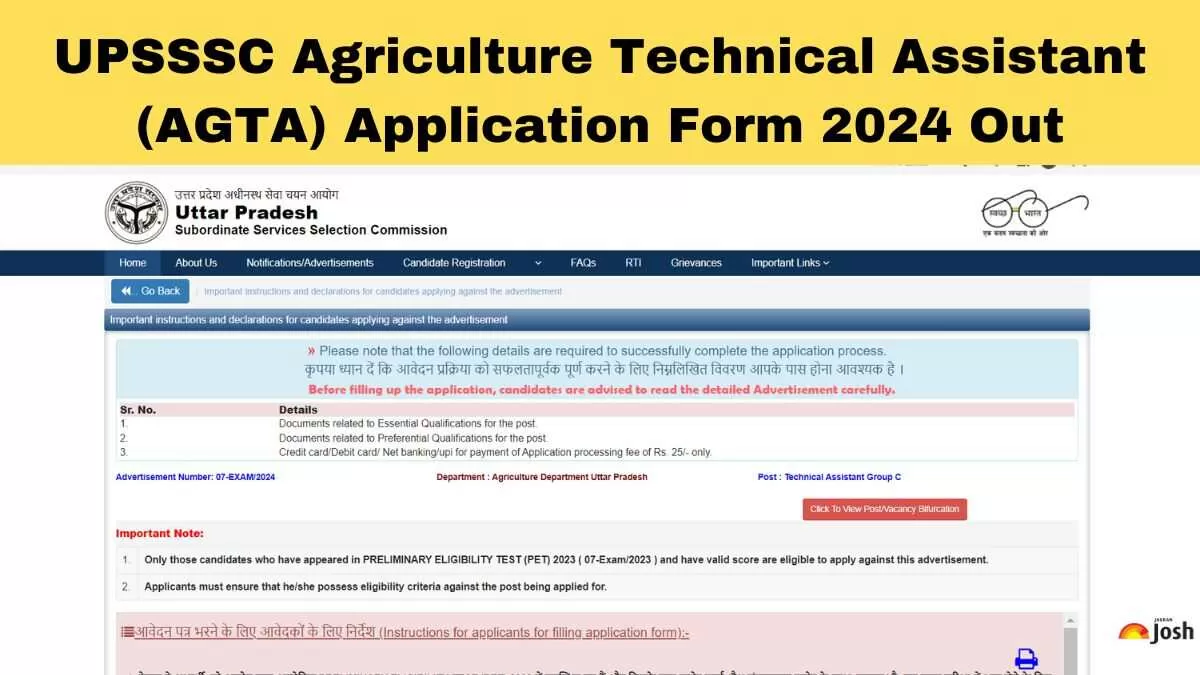 Know everything about UPSSSC Agriculture Technical Assistant (AGTA) Apply Online process here.