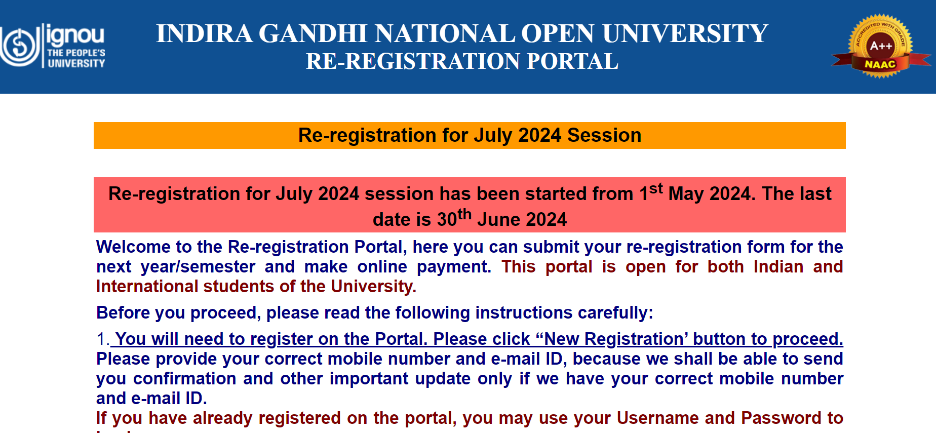 IGNOU Re-Registration 2024 For July Session Begins May 1, Check Steps To Re-Register And Last Date