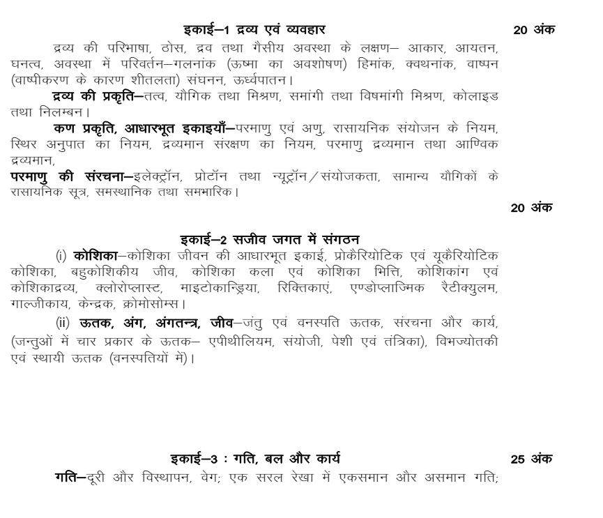 UP Board Class 9th Science Syllabus 2025: Download UP Board Class 9 ...