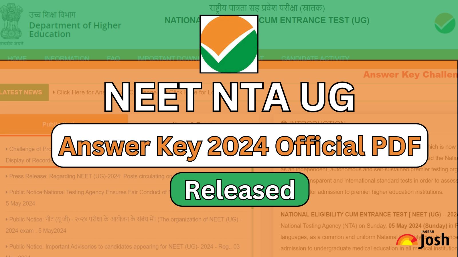 NEET UG 2024 Answer Key Challenge Closes Today, Results on June 14