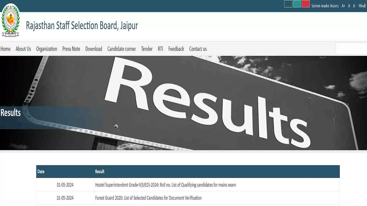 RSMSSB Hostel Superintendent Result 2024: जारी हुआ हॉस्टल सुपरिन्टेन्डेन्ट परीक्षा का रिजल्ट 