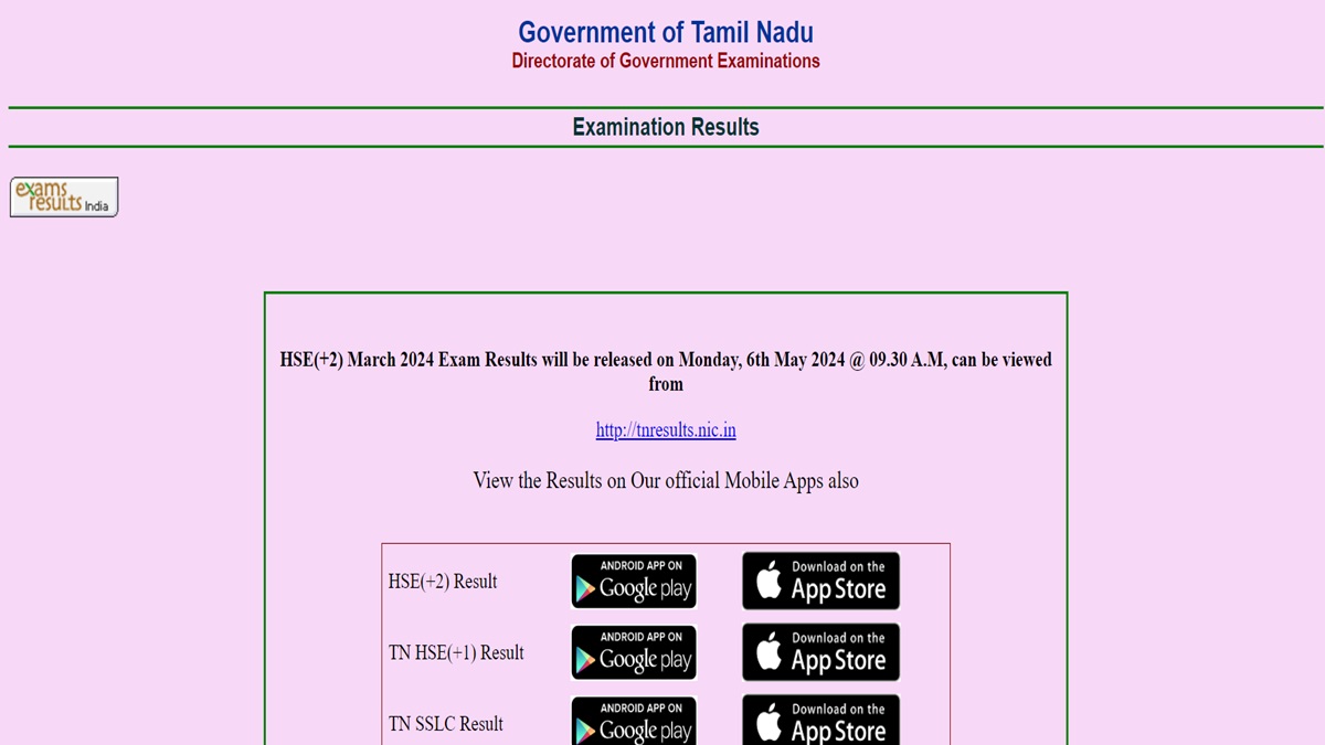 TN 12th Result 2024: TNDGE HSE(+2) Exam Results Today at 9.30 AM, Check at tnresults.nic.in