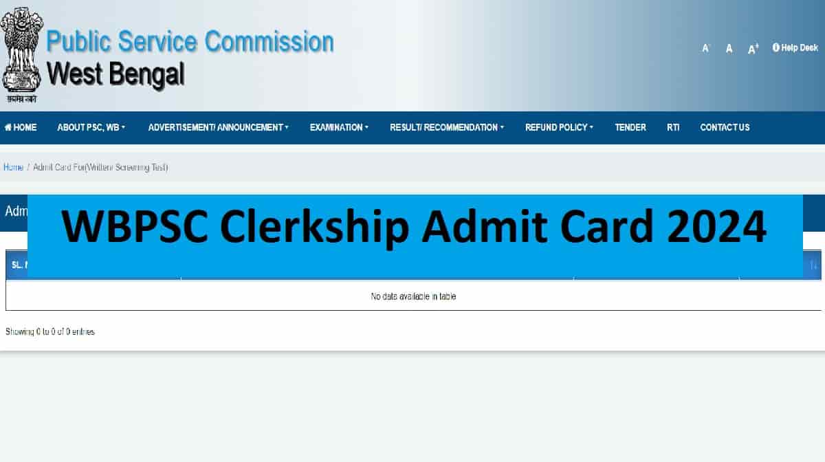 WBPSC Clerkship Admit Card 2024