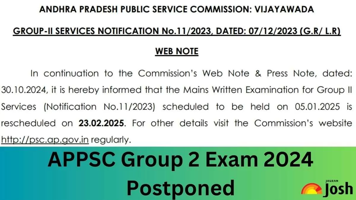 APPSC Group 2 Mains Exam 2024 Postponed