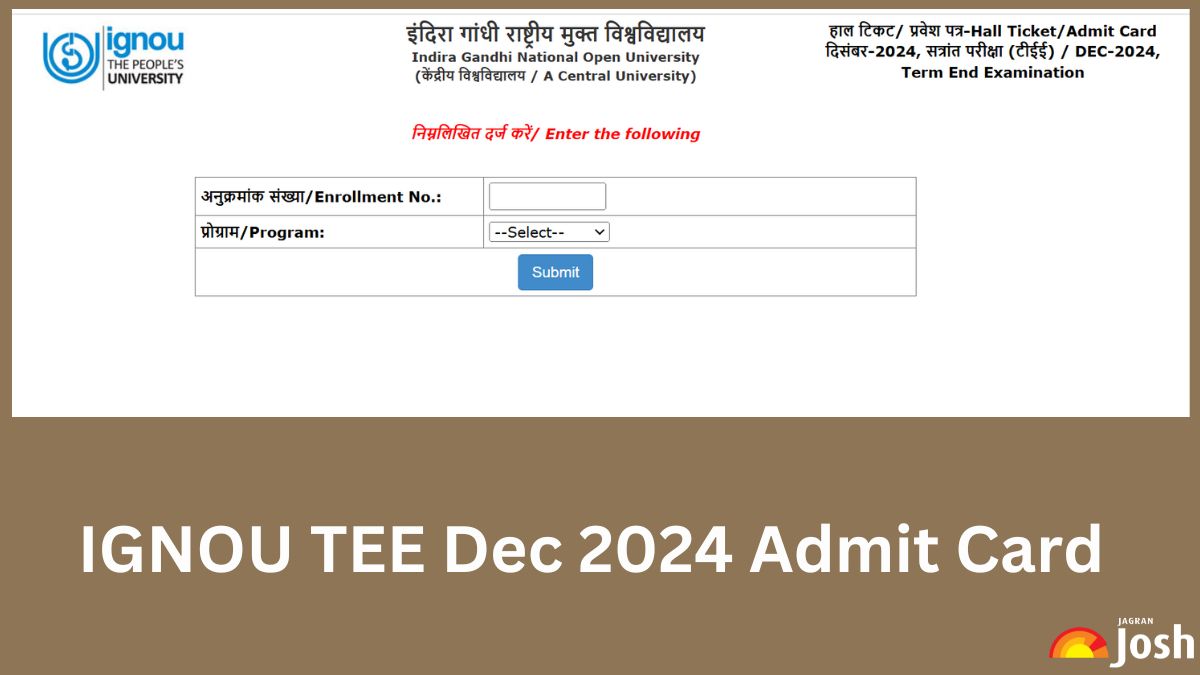 IGNOU December TEE 2024 Admit Card OUT At Ignou.ac.in: Direct Link To ...