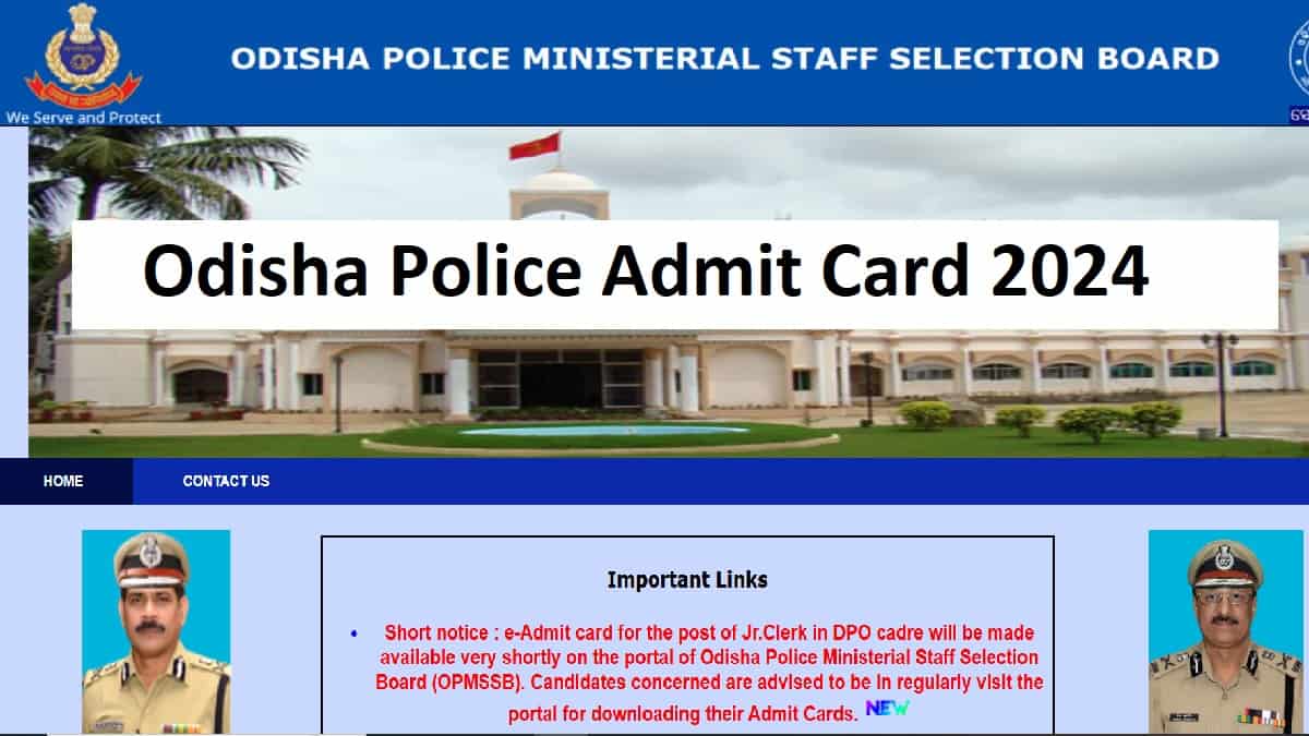 Odisha Police Admit Card 2024 OUT at opclerk.cbexams.com: Download OPMSSB Jr Clerk Call Letter