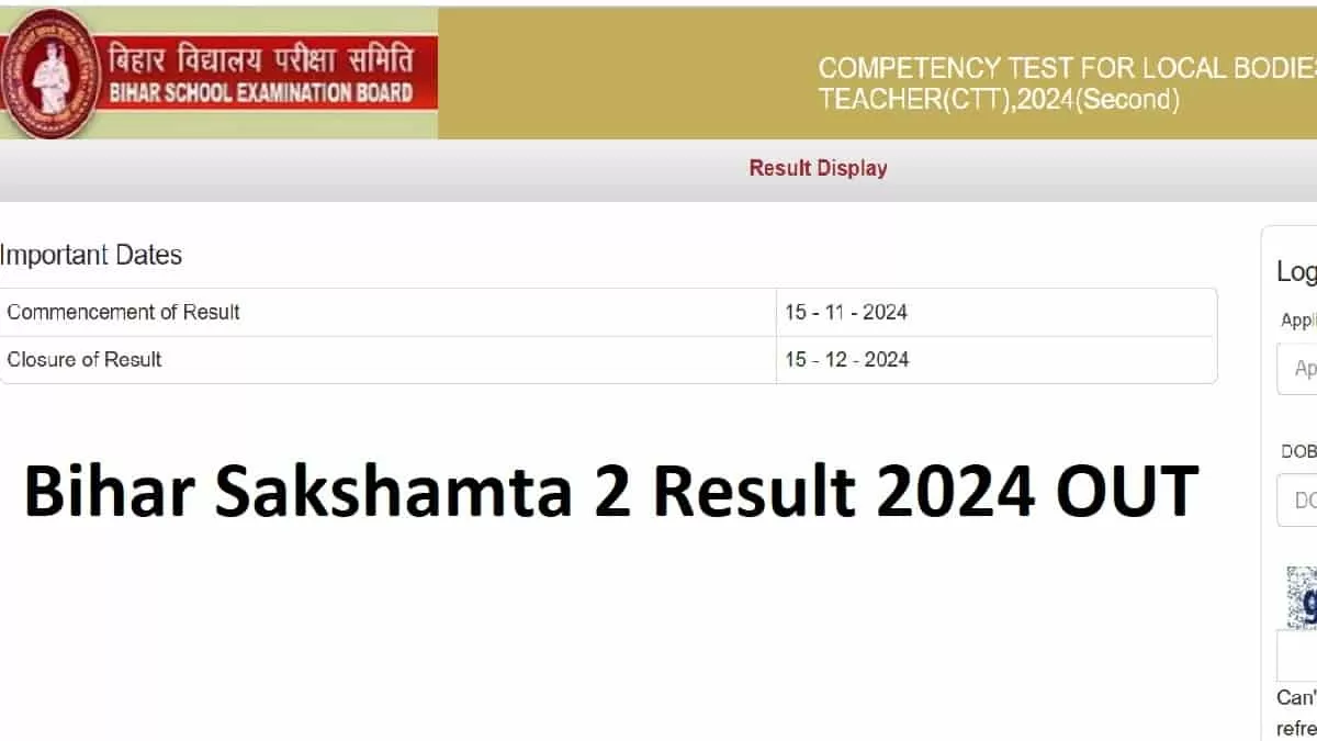Bihar Sakshamta Pariksha 2 Result 2024 Download Link