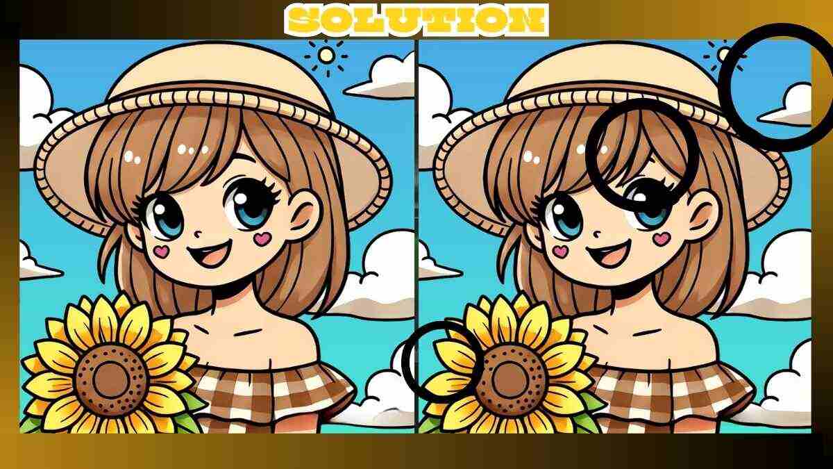 Spot 3 Differences in Girl With Sunflower Pictures - Can You Find Them in 21 Seconds
