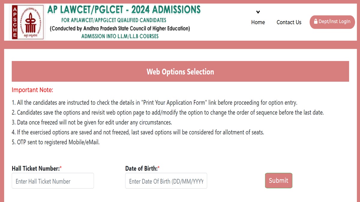 AP LAWCET 2024 Counselling: Phase 2 Web Option Entry Begin
